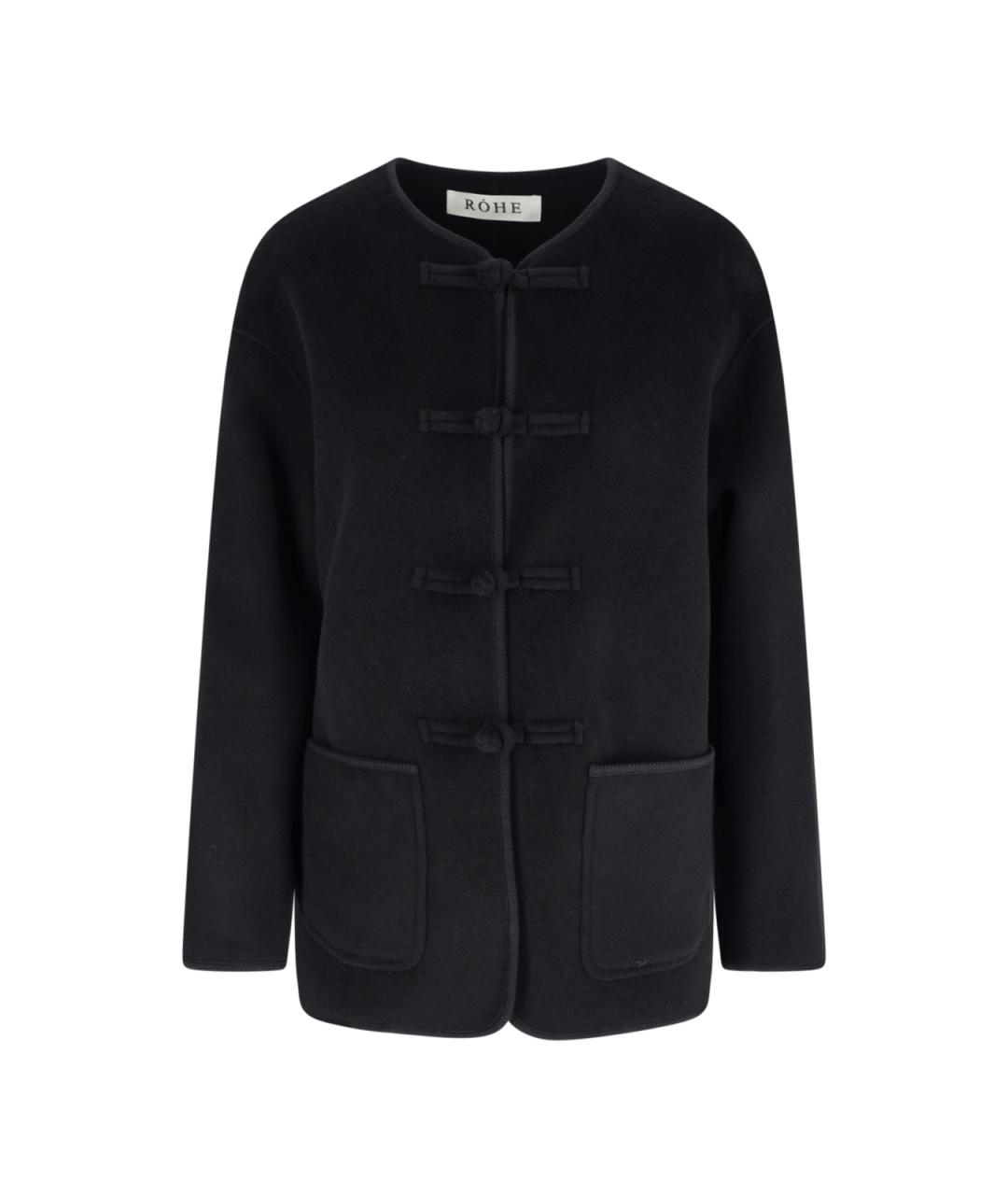 ROHE Черное шерстяное пальто, фото 1