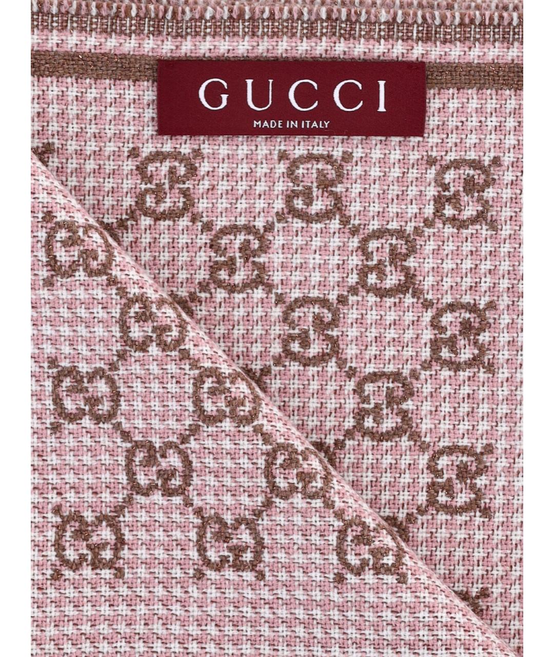 GUCCI Коричневый шерстяной шарф, фото 3