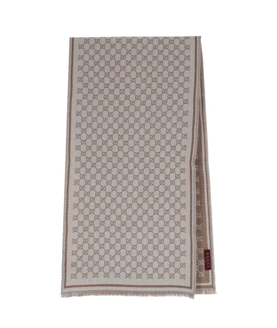 GUCCI Бежевый шерстяной шарф, фото 1