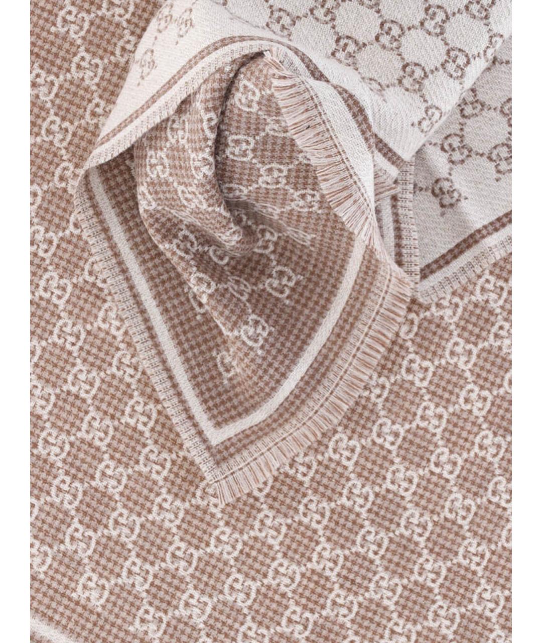 GUCCI Бежевый шерстяной шарф, фото 2