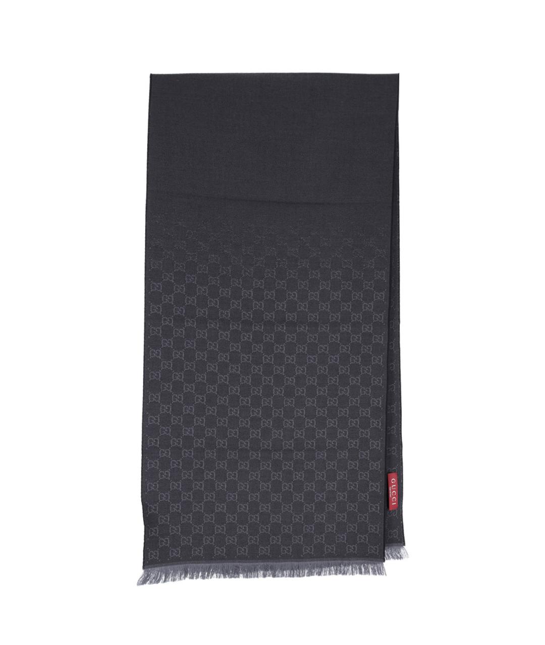 GUCCI Черный шерстяной шарф, фото 1