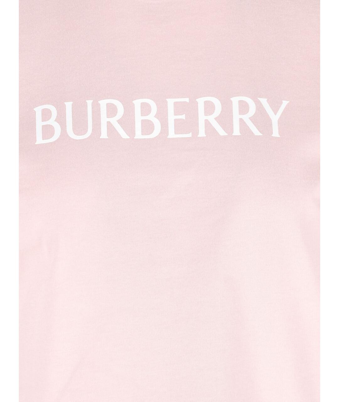 BURBERRY Розовая хлопковая футболка, фото 3