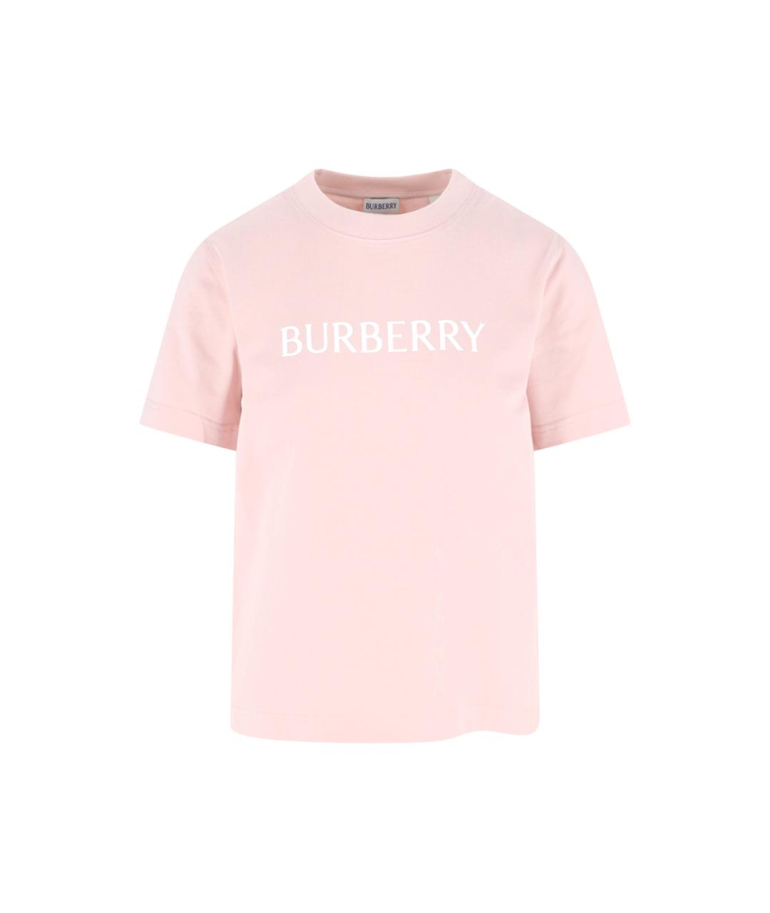 BURBERRY Розовая хлопковая футболка, фото 1