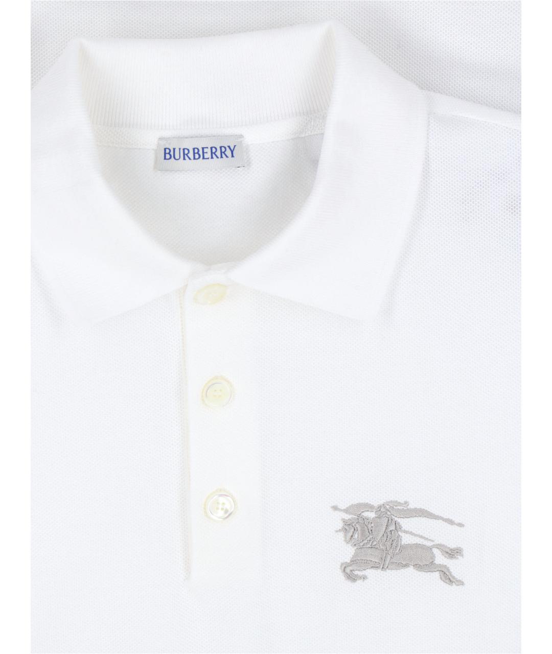 BURBERRY Белое хлопковое поло с коротким рукавом, фото 3