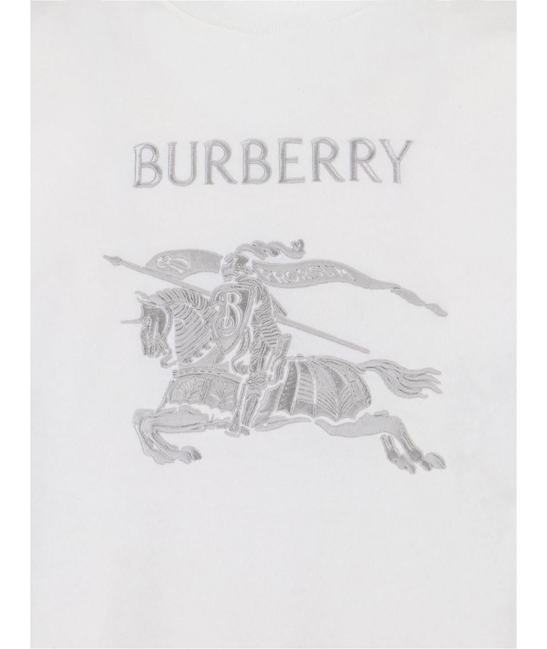 BURBERRY Белая хлопковая футболка, фото 3