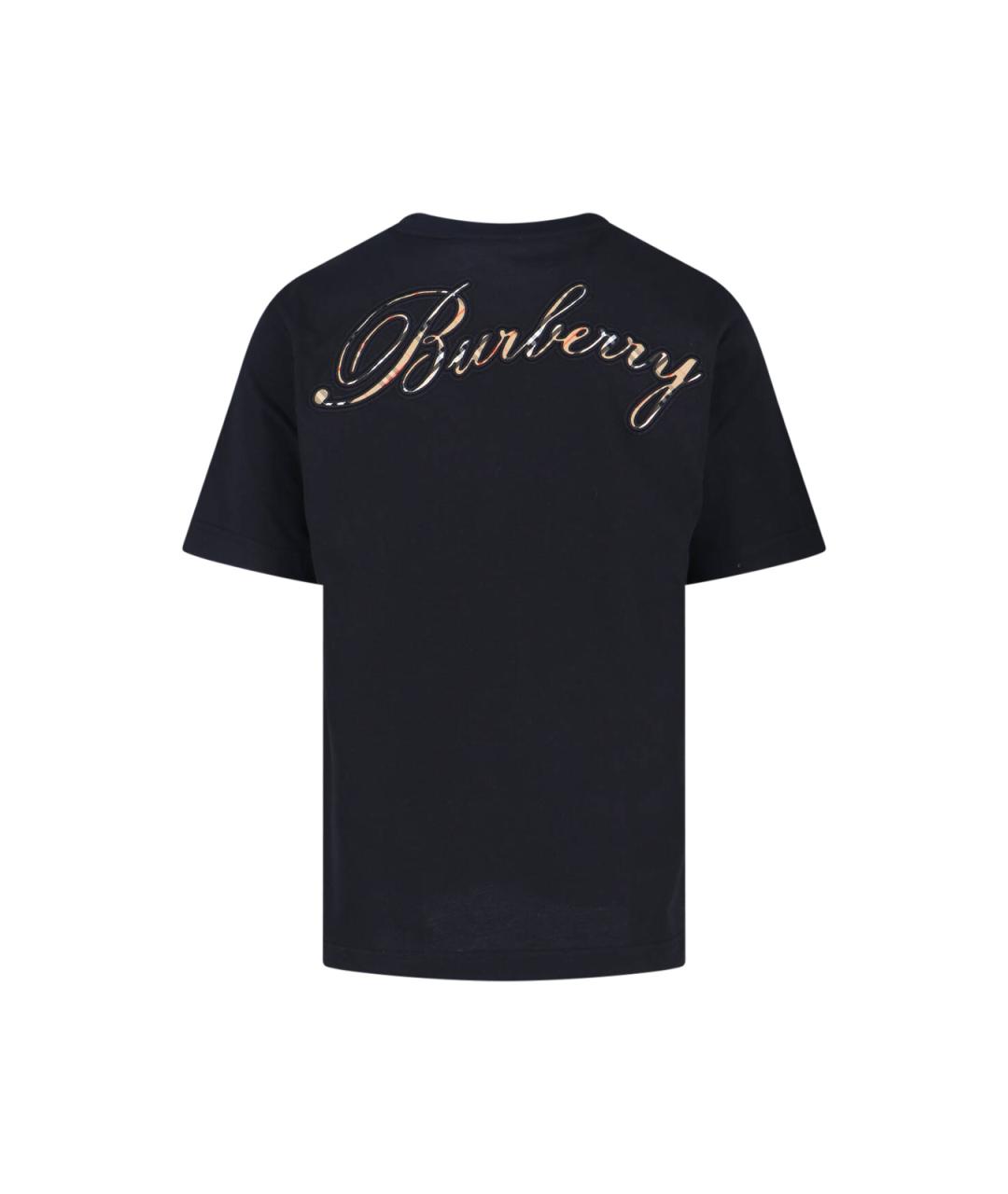 BURBERRY Черная хлопковая футболка, фото 2