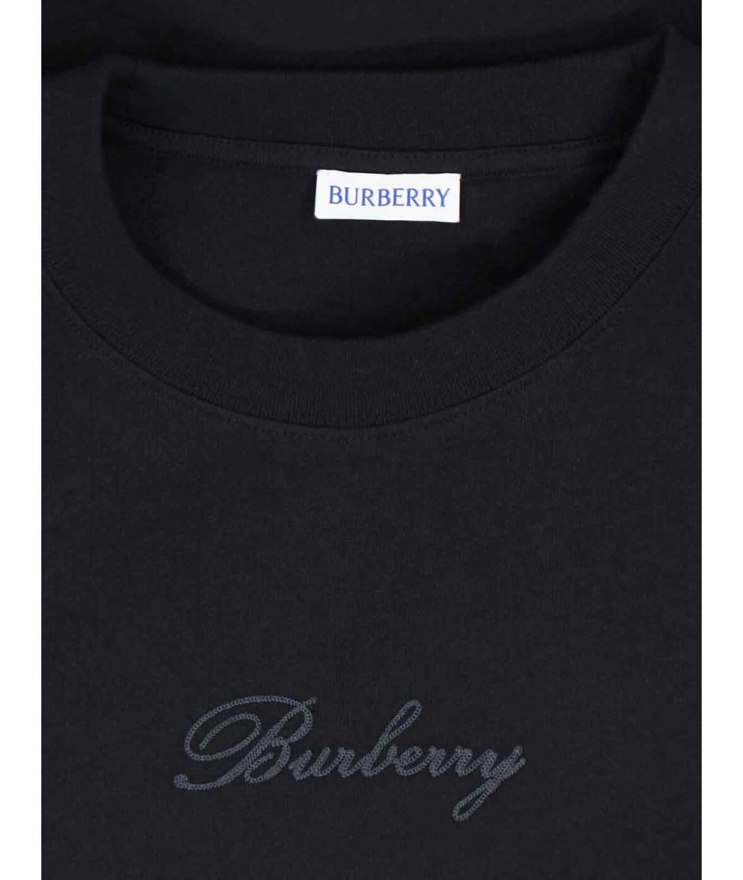 BURBERRY Черная хлопковая футболка, фото 3