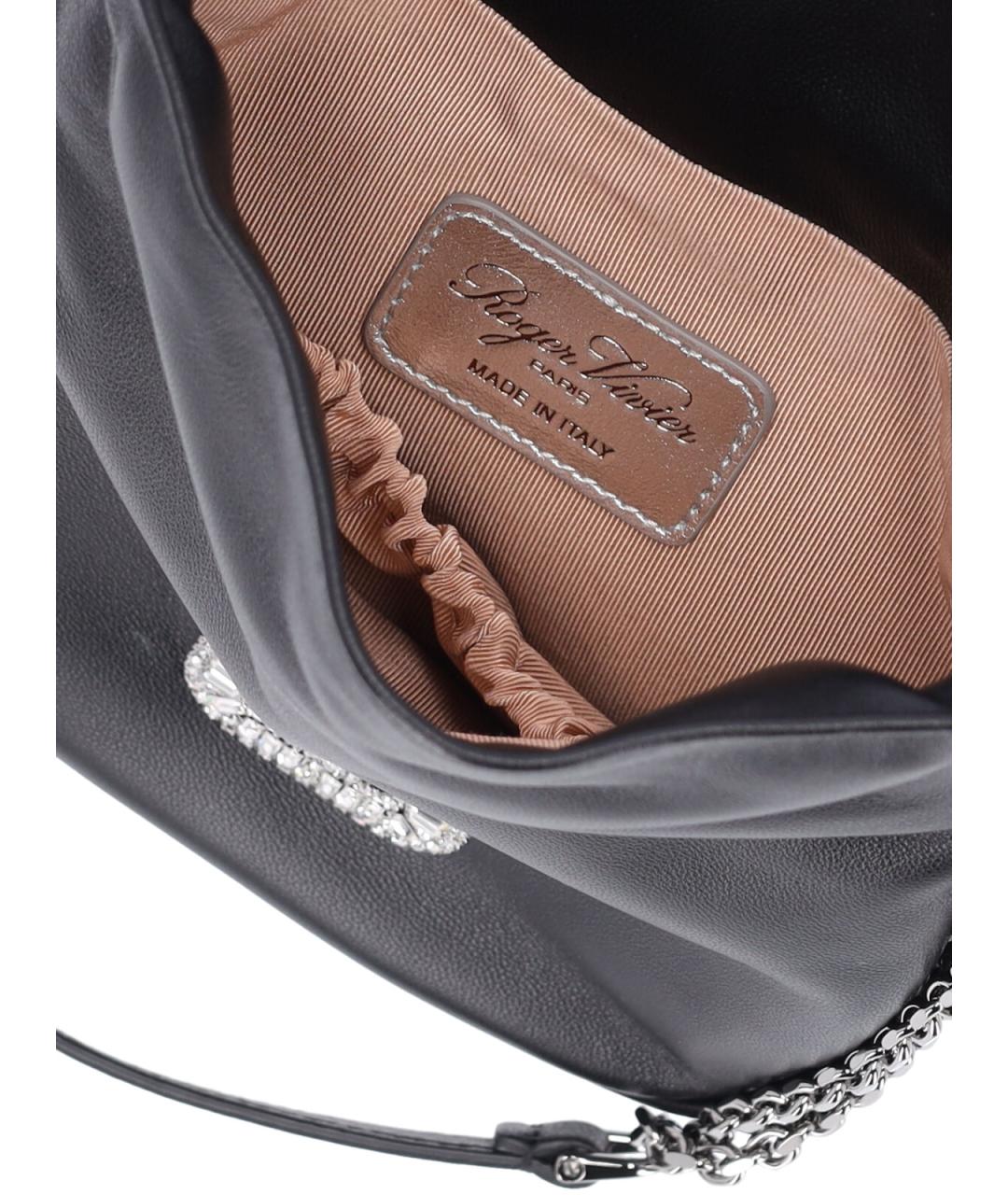 ROGER VIVIER Черная кожаная сумка через плечо, фото 4