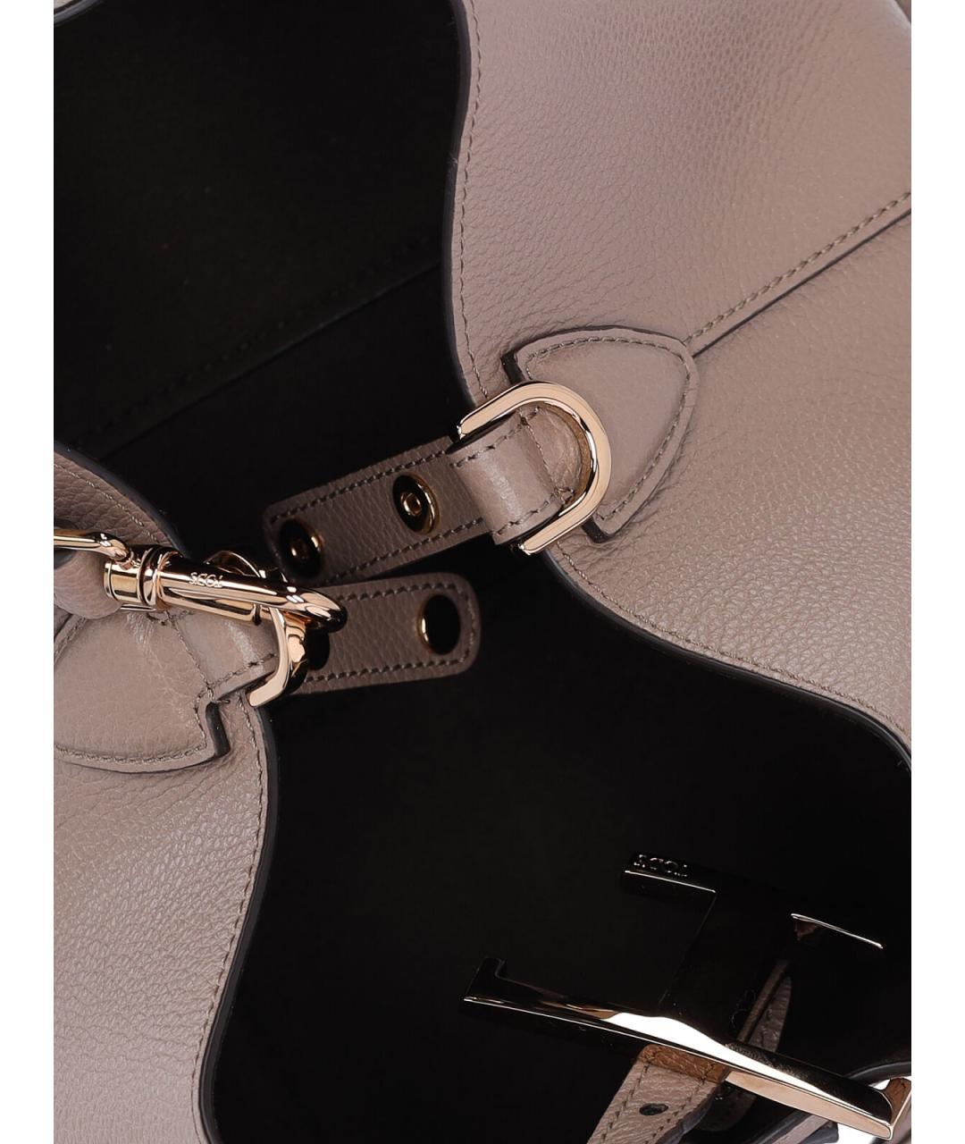 TOD'S Бежевая кожаная сумка тоут, фото 4