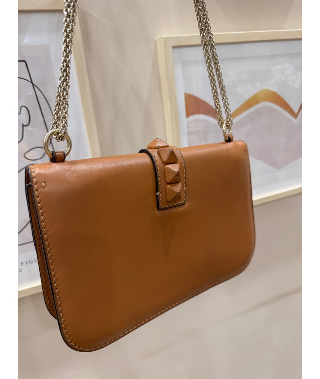 VALENTINO Коричневая кожаная сумка через плечо, фото 3