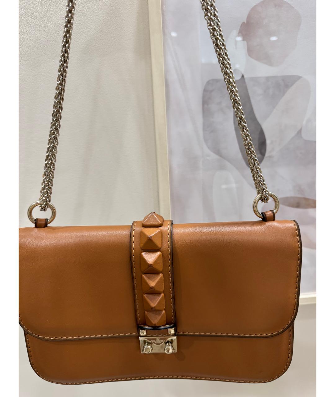 VALENTINO Коричневая кожаная сумка через плечо, фото 6