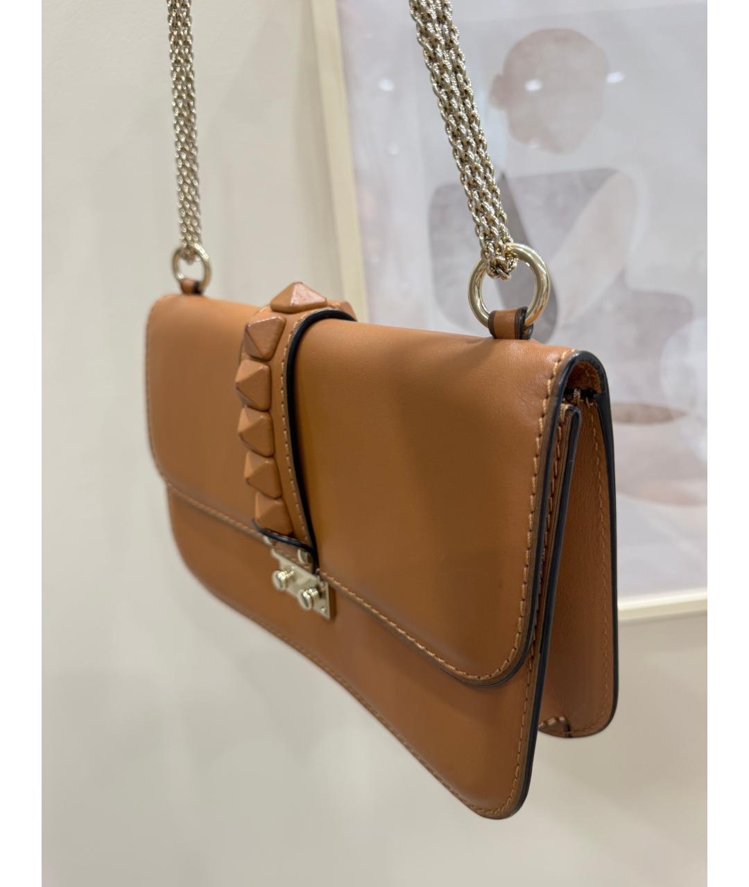 VALENTINO Коричневая кожаная сумка через плечо, фото 2