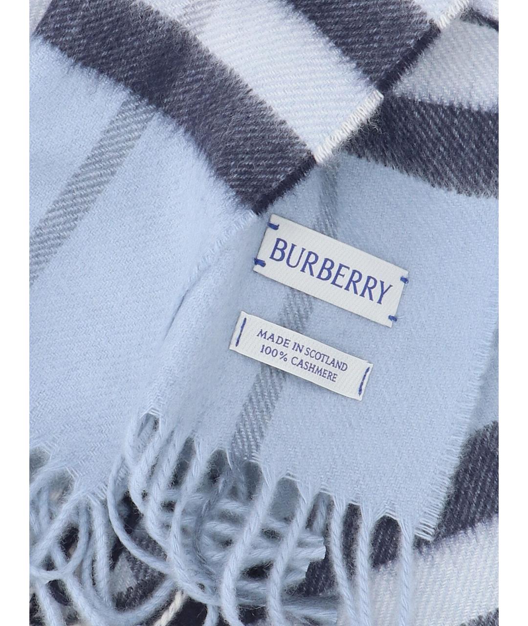 BURBERRY Синий кашемировый шарф, фото 3