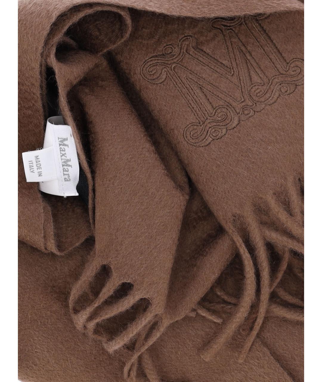 MAX MARA Коричневый кашемировый шарф, фото 3