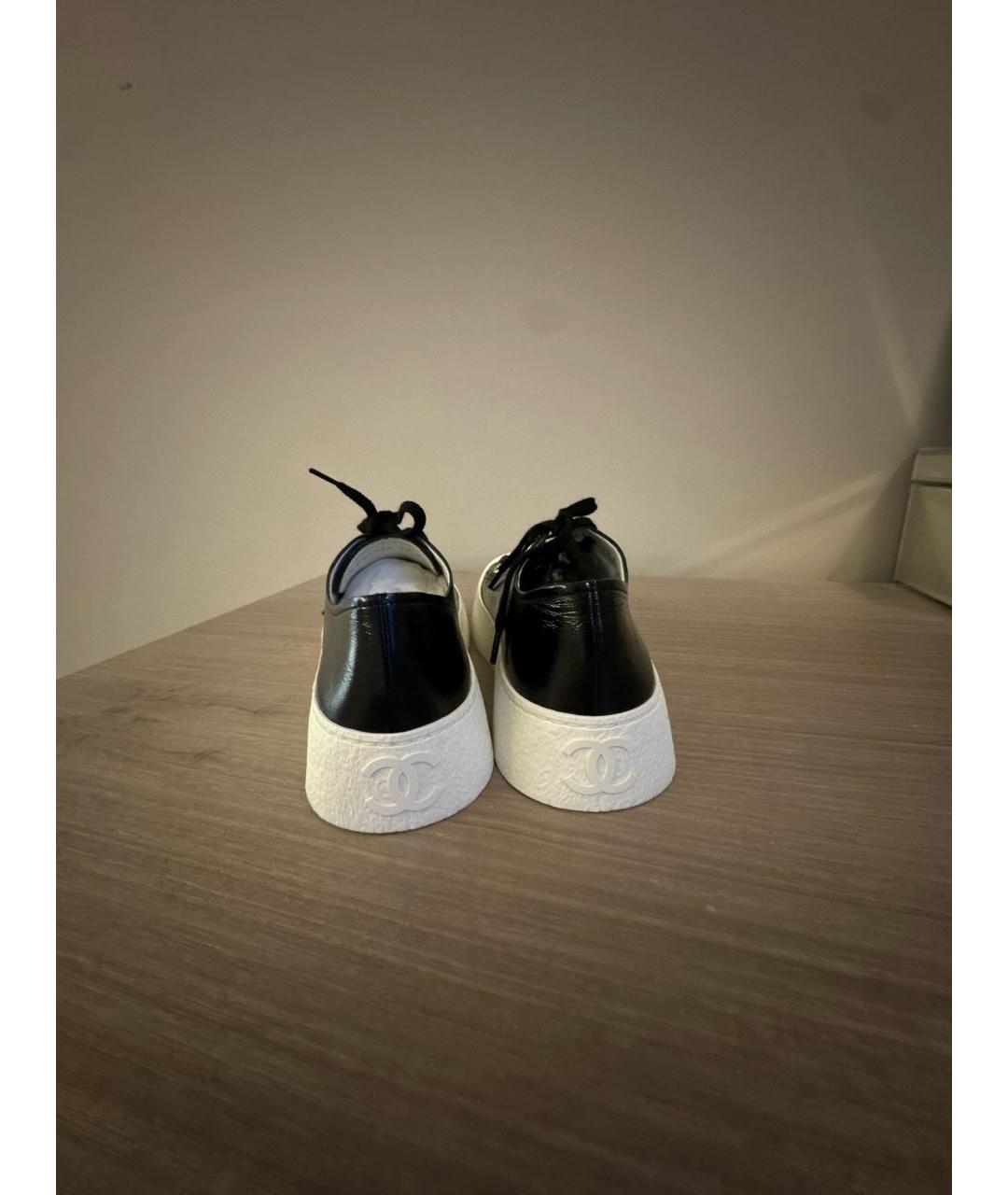 CHANEL Черные кожаные кеды, фото 4
