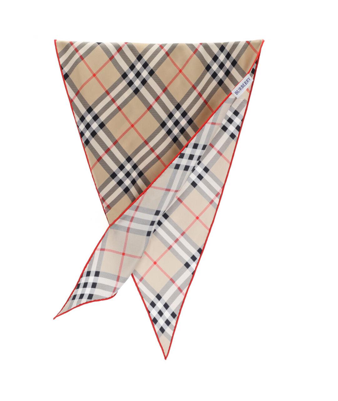 BURBERRY Бежевый шелковый платок, фото 3