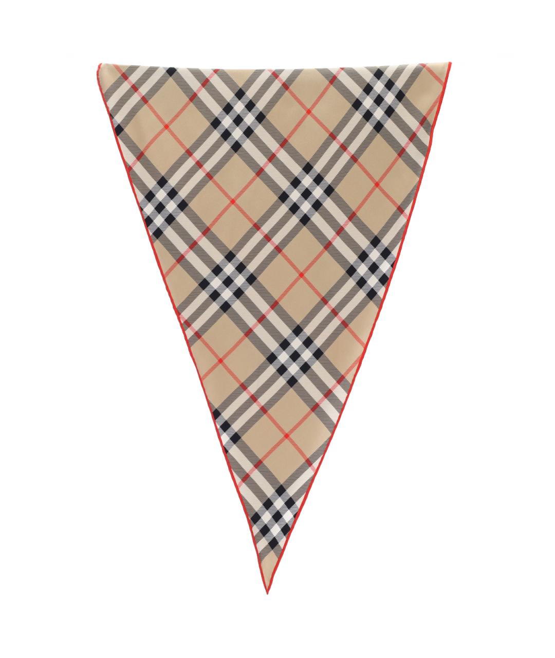 BURBERRY Бежевый шелковый платок, фото 1