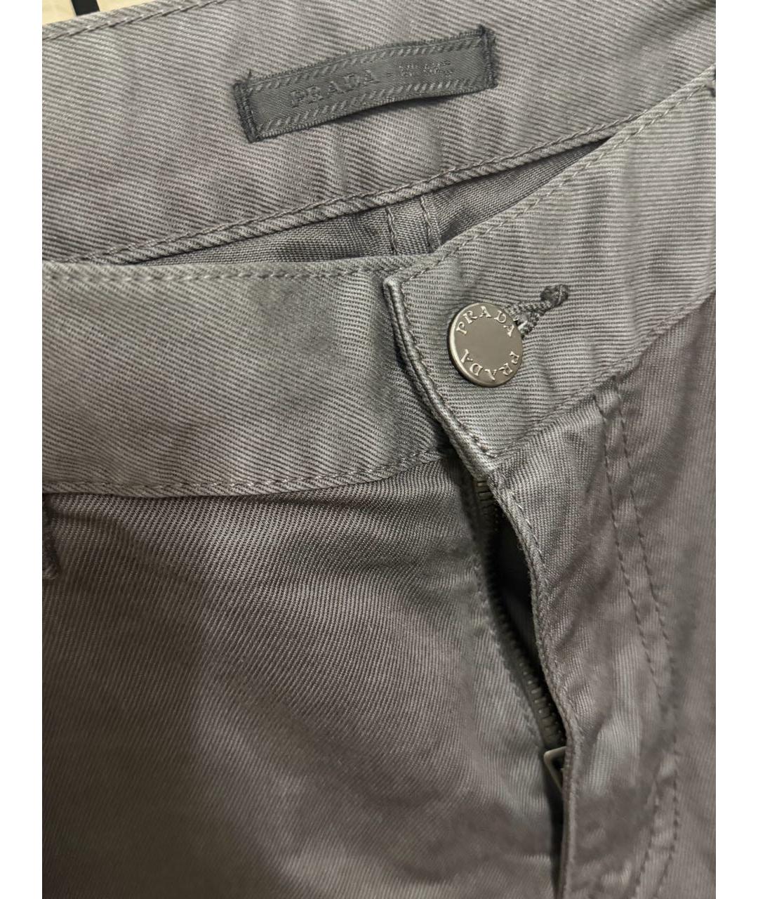 PRADA Антрацитовые хлопко-эластановые прямые джинсы, фото 3