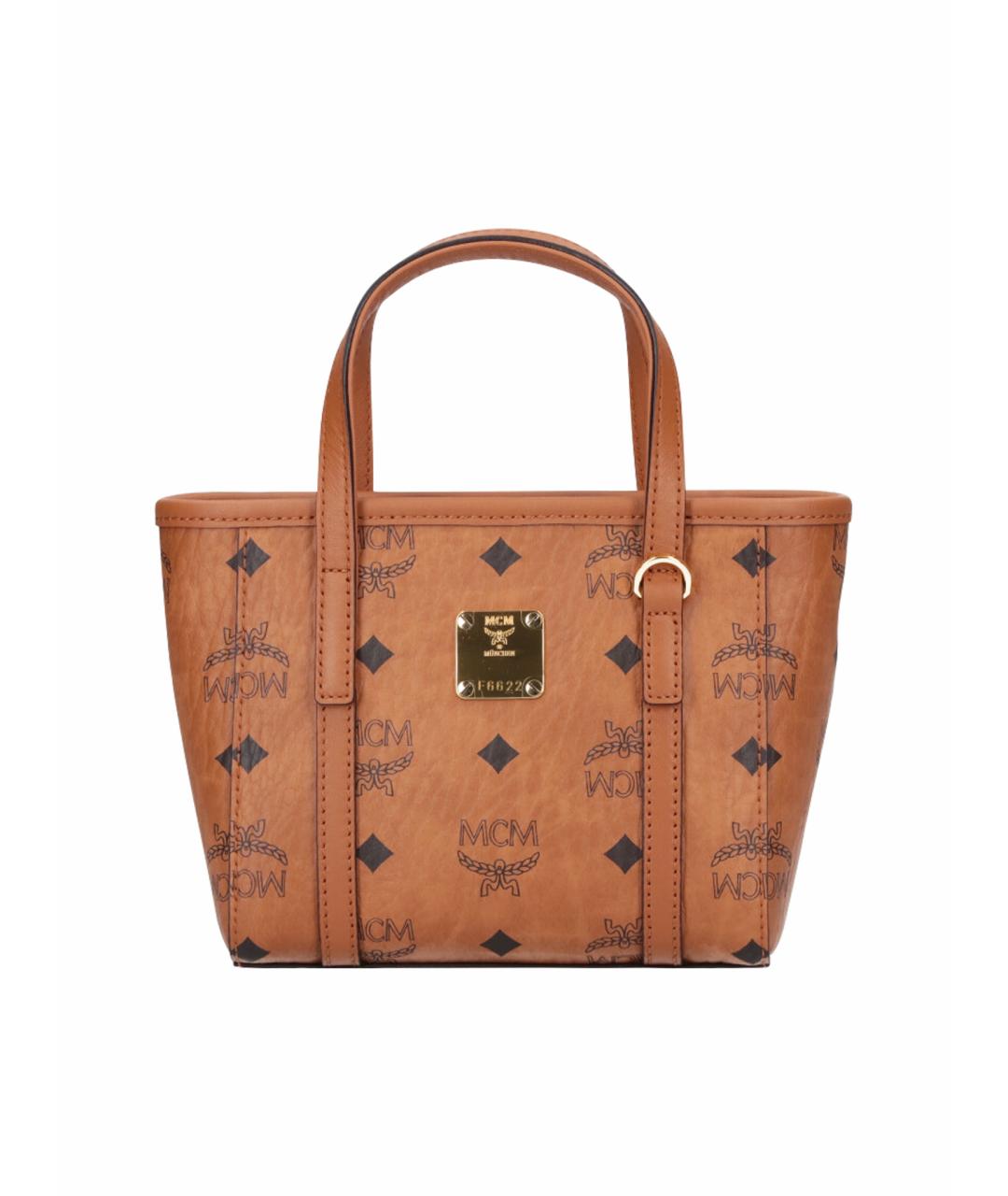 MCM Коричневая сумка с короткими ручками из искусственной кожи, фото 1