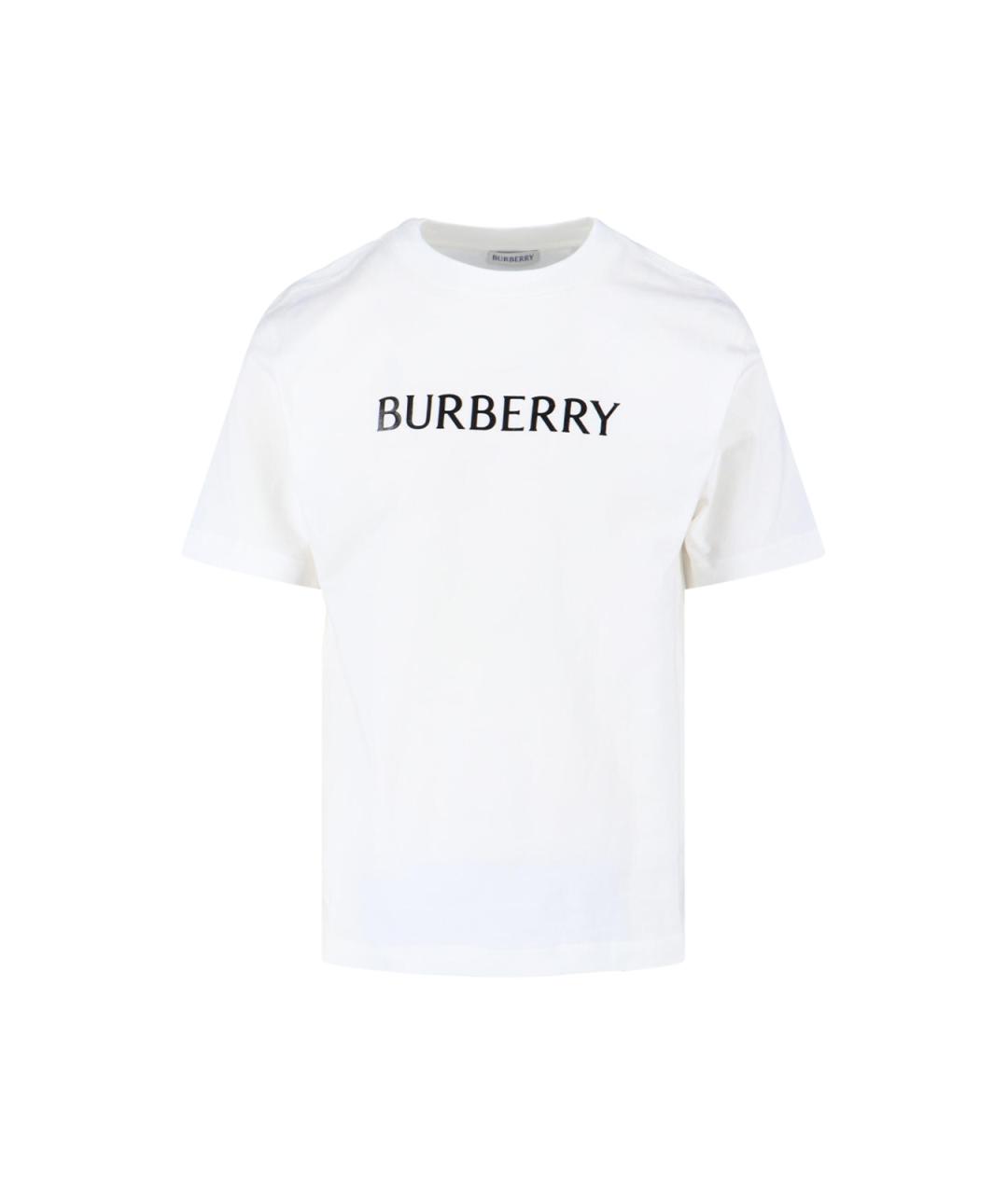 BURBERRY Белая хлопковая футболка, фото 1