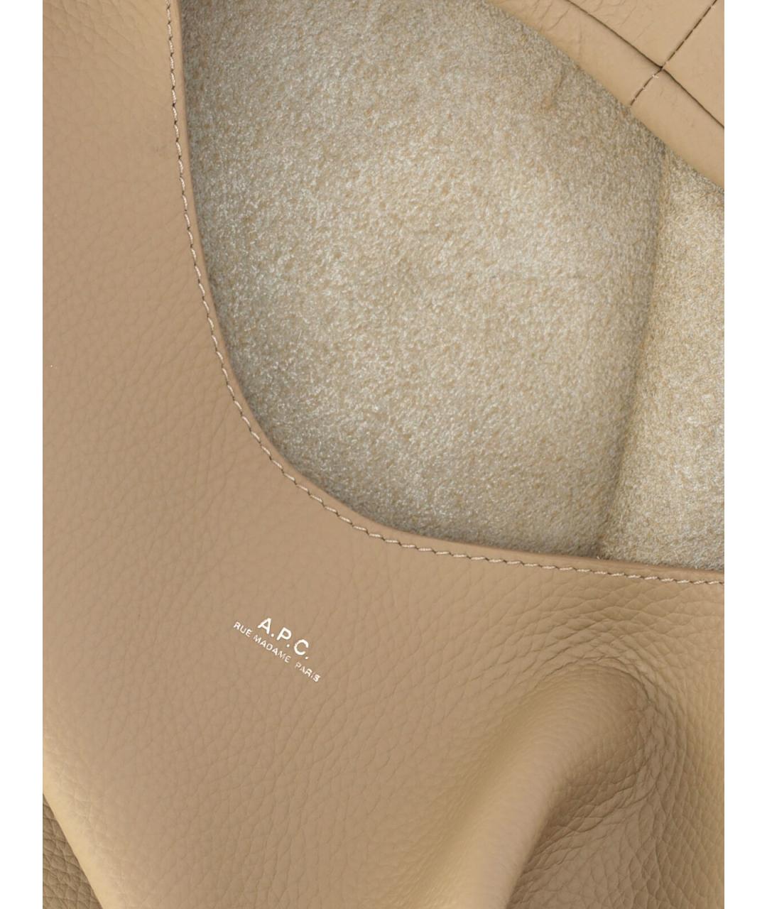 A.P.C. Бежевая кожаная сумка тоут, фото 4