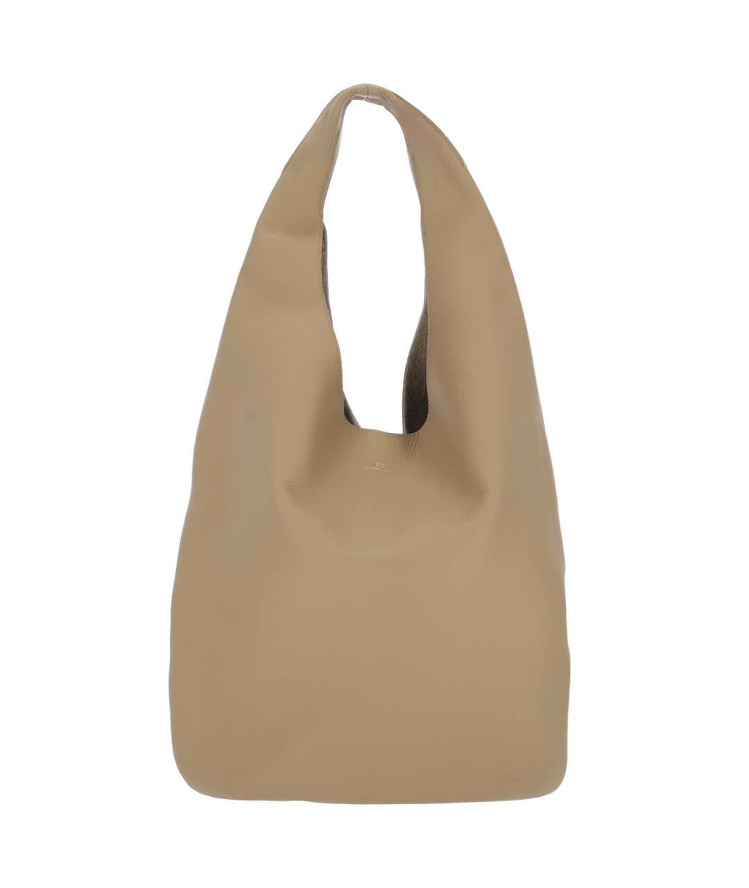 A.P.C. Бежевая кожаная сумка тоут, фото 1