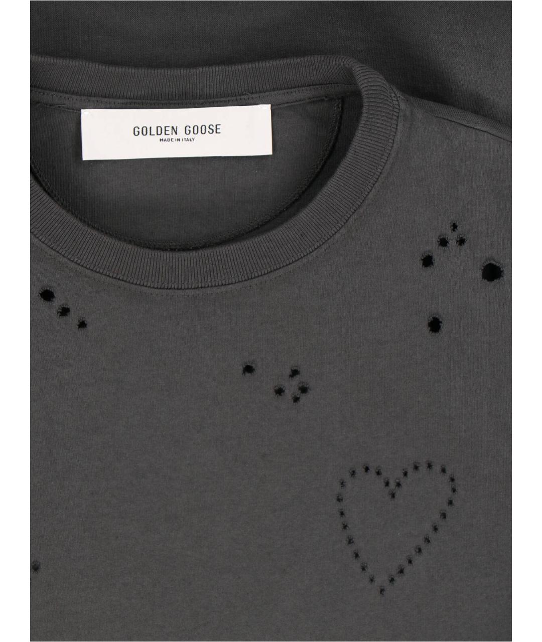 GOLDEN GOOSE DELUXE BRAND Серая хлопковая футболка, фото 3