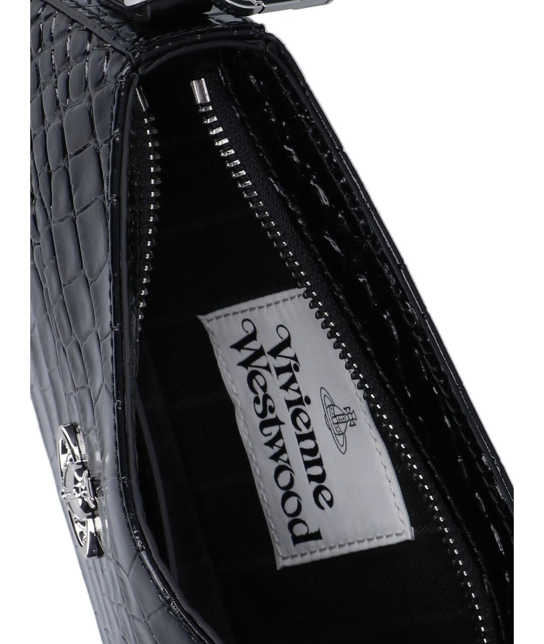 VIVIENNE WESTWOOD Черная кожаная сумка через плечо, фото 4