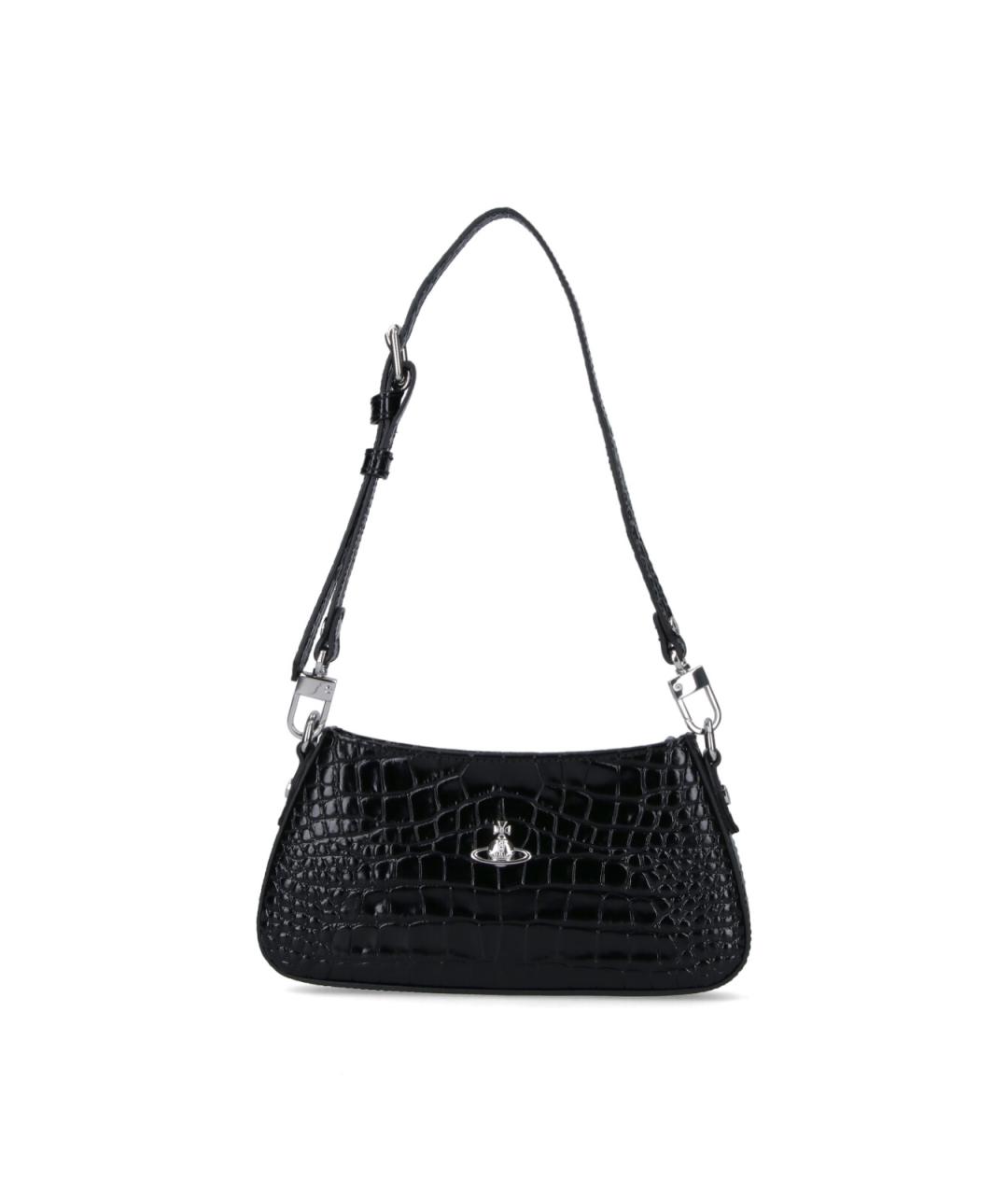 VIVIENNE WESTWOOD Черная кожаная сумка через плечо, фото 1