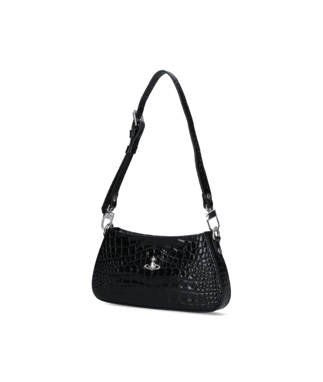 VIVIENNE WESTWOOD Черная кожаная сумка через плечо, фото 2