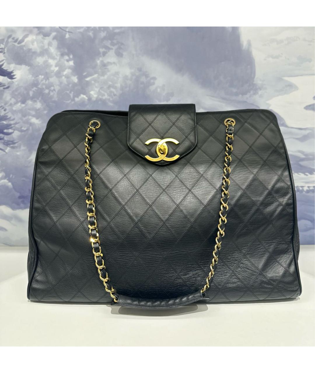 CHANEL Черная кожаная сумка тоут, фото 8