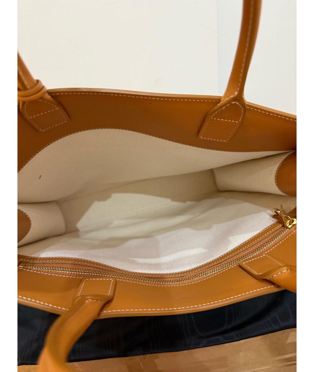 CELINE Бежевая кожаная сумка с короткими ручками, фото 7