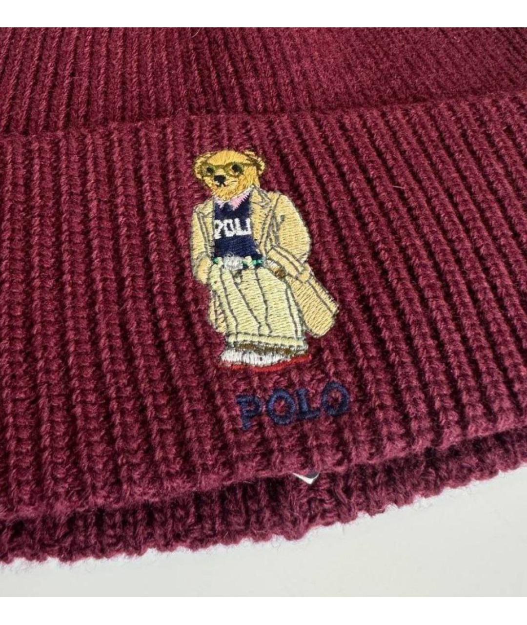 POLO RALPH LAUREN Бордовая шерстяная шапка, фото 3