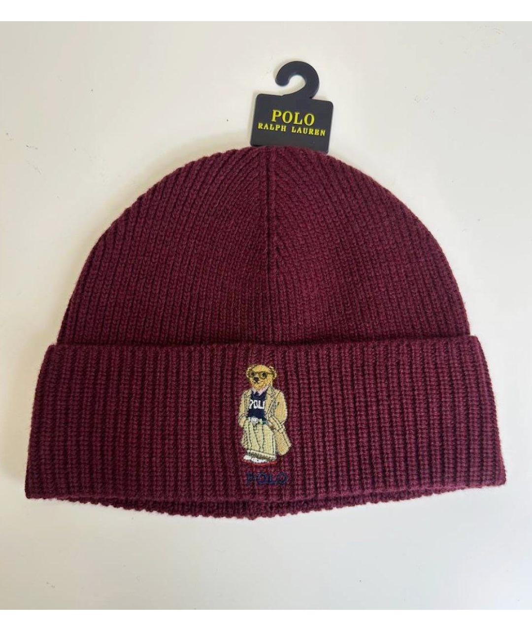 POLO RALPH LAUREN Бордовая шерстяная шапка, фото 4