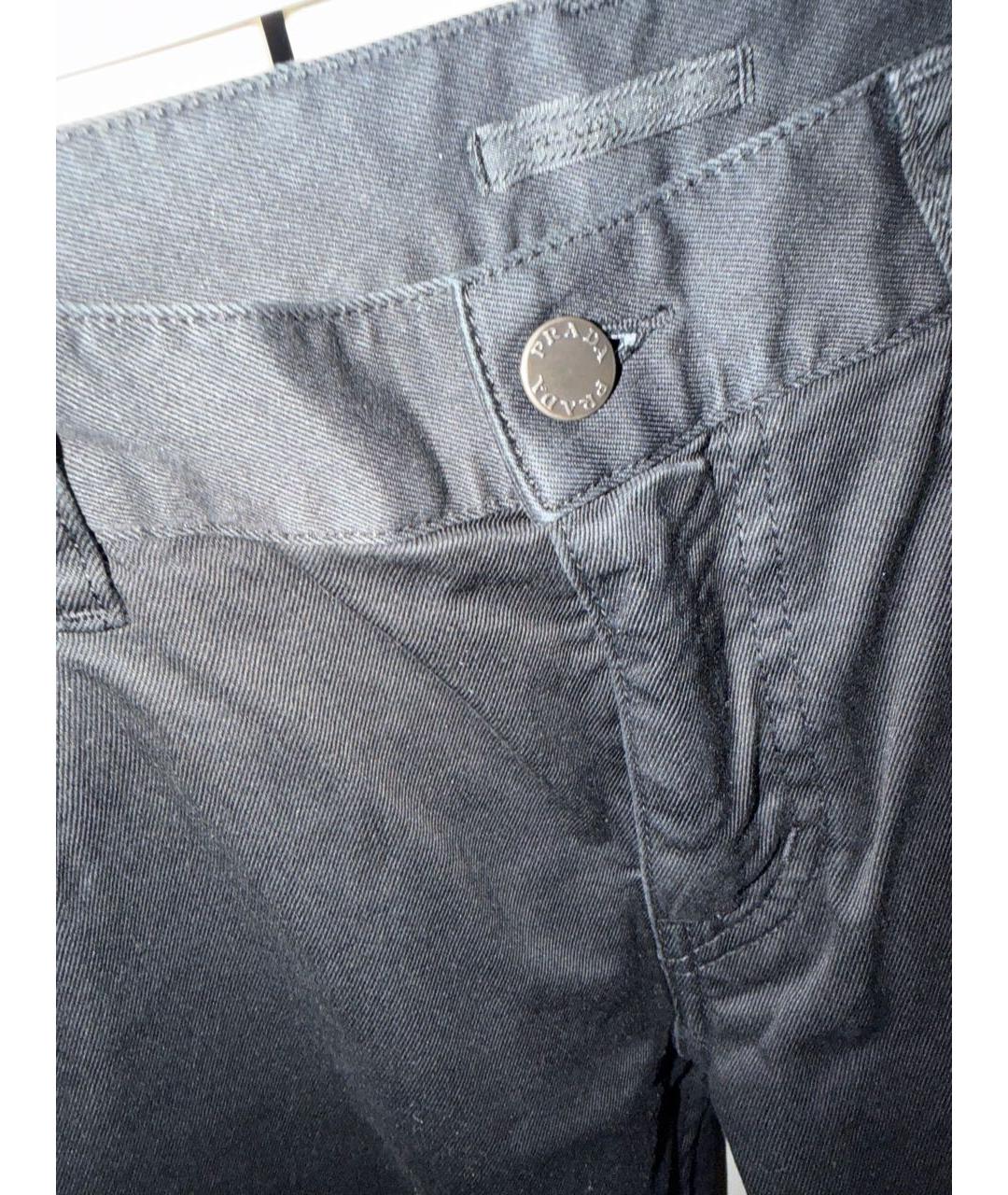 PRADA Черные хлопко-эластановые прямые джинсы, фото 4