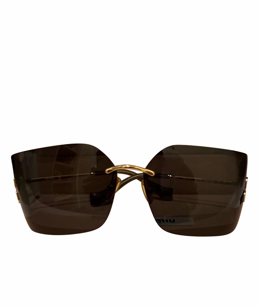 MIU MIU Коричневые пластиковые солнцезащитные очки, фото 1