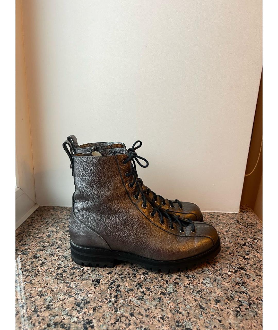 JIMMY CHOO Серебряные кожаные ботинки, фото 4