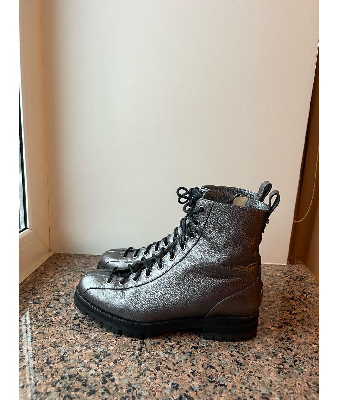 JIMMY CHOO Серебряные кожаные ботинки, фото 8