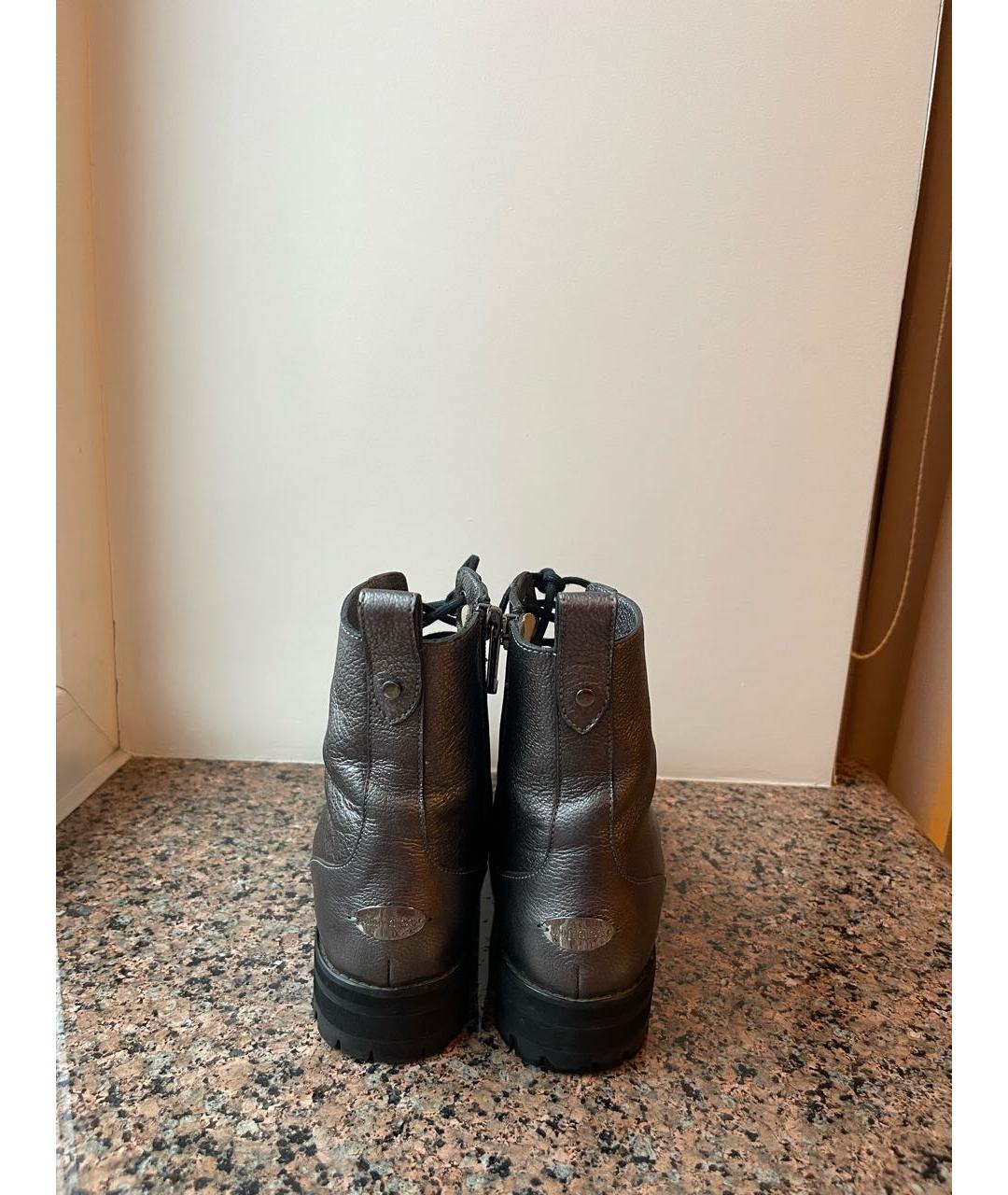 JIMMY CHOO Серебряные кожаные ботинки, фото 5