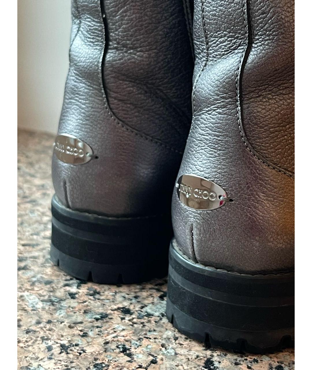 JIMMY CHOO Серебряные кожаные ботинки, фото 7