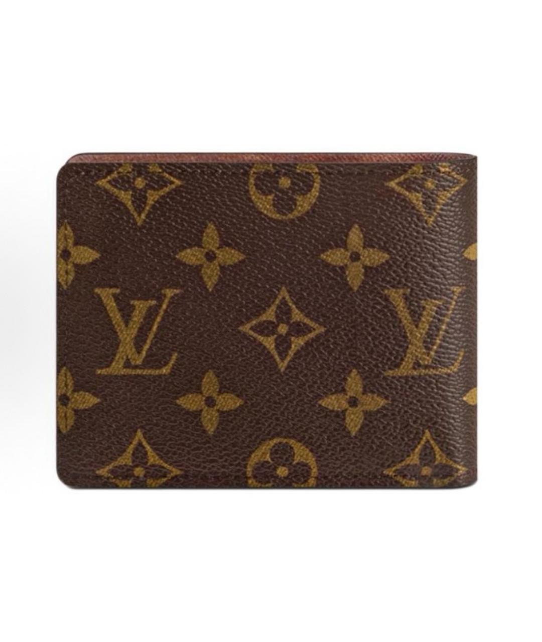 LOUIS VUITTON Коричневый кожаный кошелек, фото 3