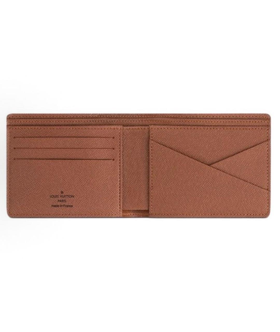 LOUIS VUITTON Коричневый кожаный кошелек, фото 4