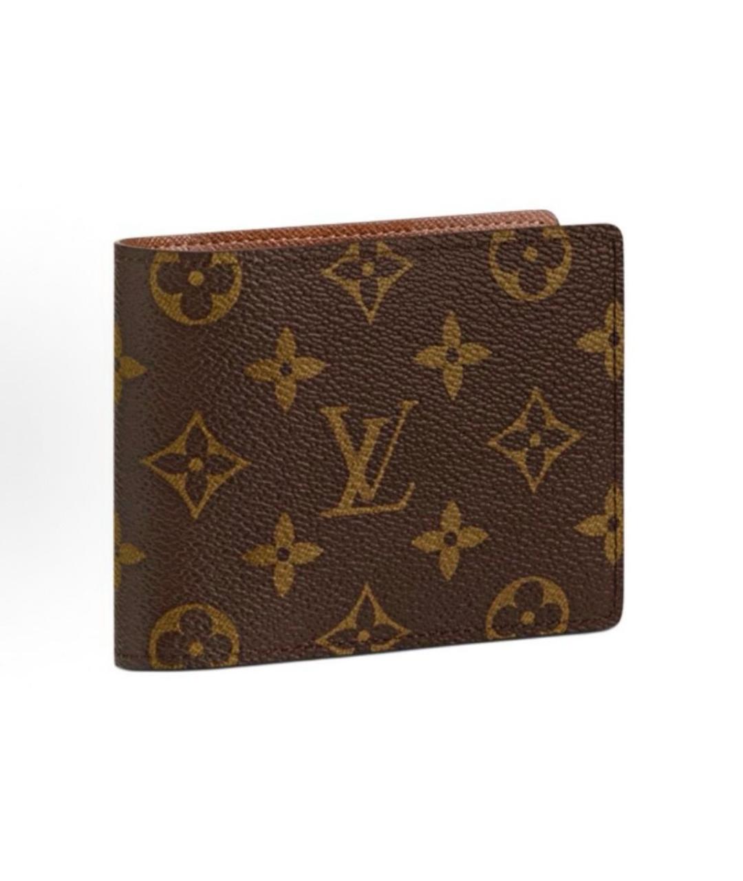 LOUIS VUITTON Коричневый кожаный кошелек, фото 5