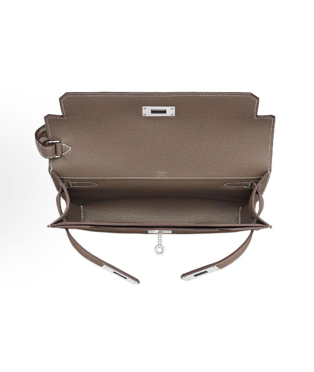 HERMES Бежевая кожаная барсетка, фото 3