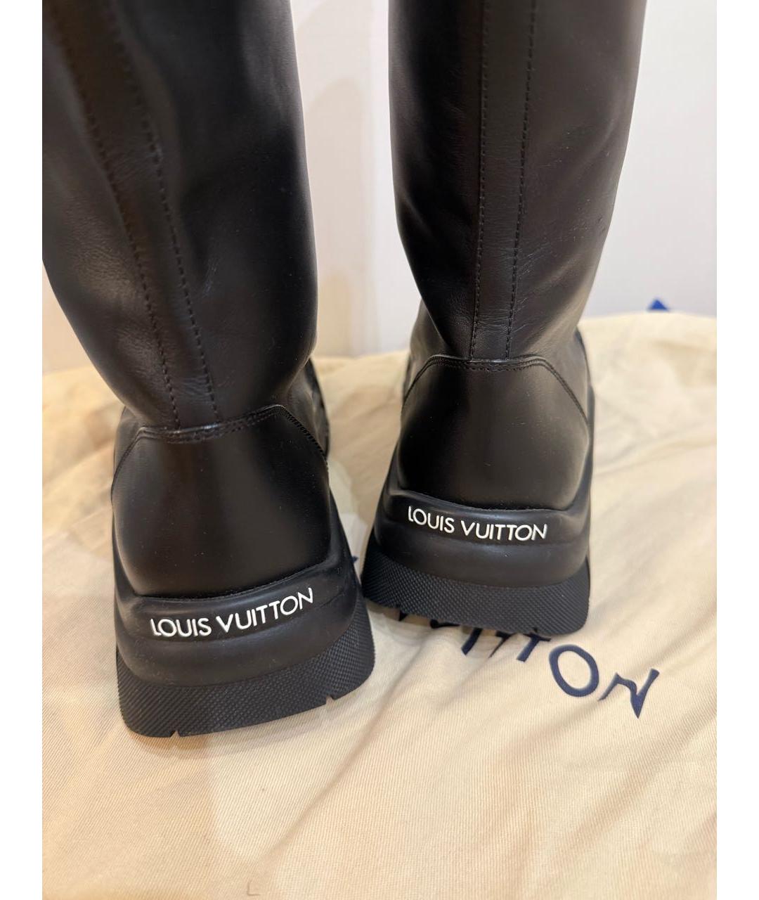 LOUIS VUITTON Черные кожаные сапоги, фото 4