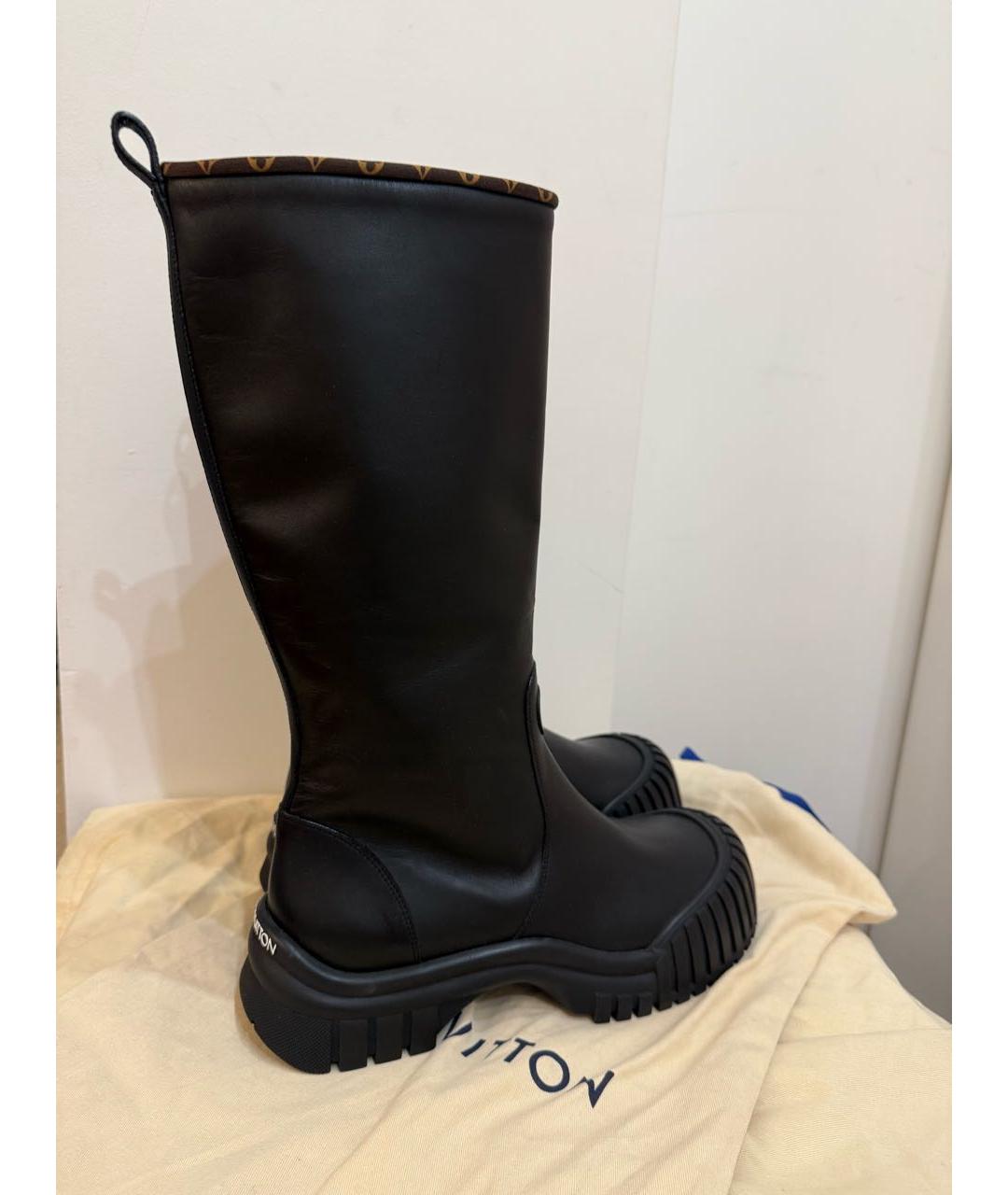 LOUIS VUITTON Черные кожаные сапоги, фото 9