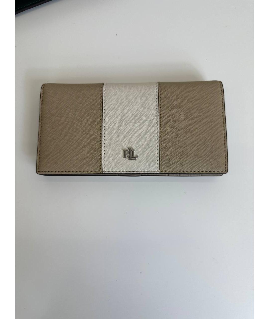 RALPH LAUREN Бежевый кожаный кошелек, фото 5