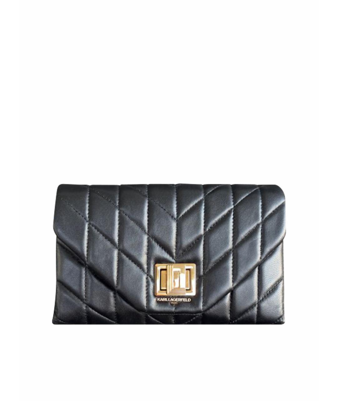 KARL LAGERFELD Черная кожаная сумка через плечо, фото 1