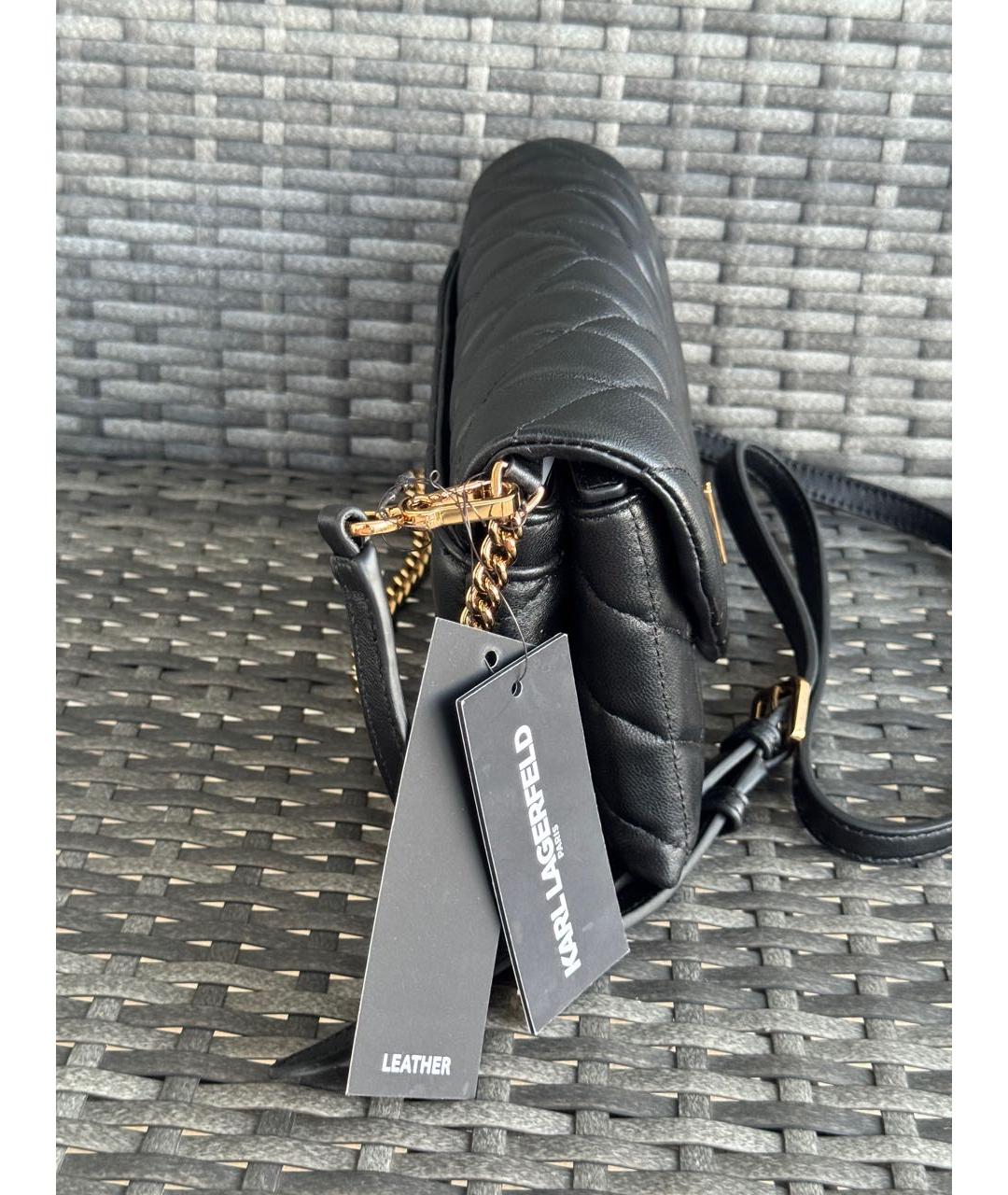 KARL LAGERFELD Черная кожаная сумка через плечо, фото 3