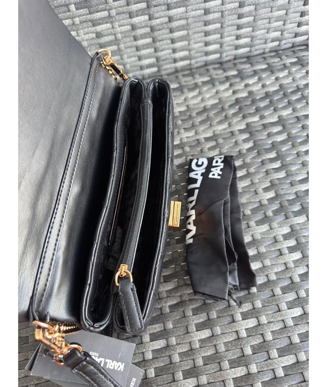 KARL LAGERFELD Черная кожаная сумка через плечо, фото 8